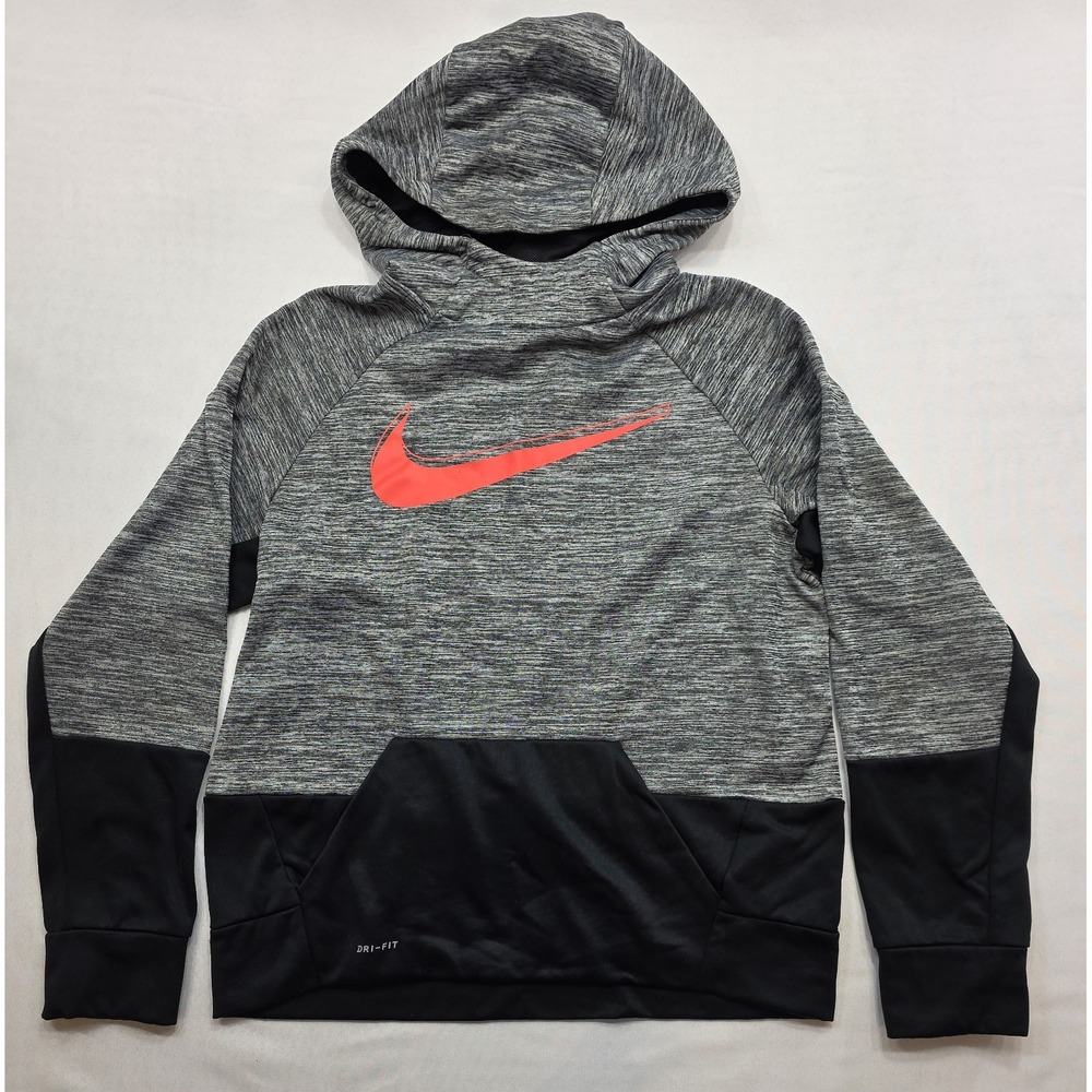 Nike Therma Fit Boy's Gray & Black One Pocket Hooded Pullover Jacket. Size XL - Picture 2 of 9
